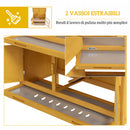 Conigliera Gabbia a 2 Livelli 97x44x91 cm con Rampa 2 Vassoi Estraibili 4 Porte in Legno di Abete e Bitume Giallo      