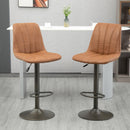 Set 2 Sgabelli Imbottiti 45x54x96-117 cm in Acciaio e Similpelle Marrone e Grigio
