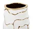 Vaso Lia Ø12x29,5 cm in Ceramica Bianco e Oro      
