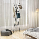 Appendiabiti da Terra Attaccapanni in Metallo e Legno Nero 45x45x180 cm