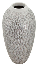 Vaso Resina Wave Ø21x43 cm in Resina Argento e Bianco      