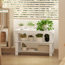 Panca Scarpiera Bassa 70x28x45 cm con 2 Ripiani a Doghe e Seduta in Bambù Bianco      