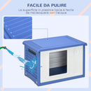 Cuccia per Cani Taglia Piccola da Esterno 60x42x40 cm con Ingresso e 2 Prese d'Aria Laterali in PE Blu e Bianco      