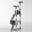 Albero Tiragraffi per Gatti con Due Cucce in Peluche e Sisal Grigio 50x50x170 cm 