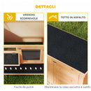 Conigliera da Esterno 112x50x54 cm con Tetto in Asfalto Casetta Vassoi e Mangiatoia in Legno Giallo      