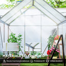 Serra da Giardino 192,5x131x200 cm con Porta a Battente e Finestra a Tetto in Policarbonato e Alluminio Argento      