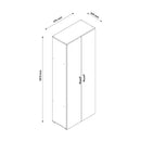 Armadio 2 Ante 5 Ripiani 69,4x36x181 cm in Truciolare Nobilitato Bianco