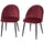 Set 2 Sedie Imbottite 50x54x79 cm in Velluto  Bordeaux