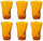 Set 6 Bicchieri Accartocciati 34 cl Ø8 cm in Vetro Pressato Kaleidos Arancioni