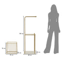 Porta Asciugamani da Terra Root 40x30x122 cm in Metallo e Marmo Artificiale Oro e Bianco      