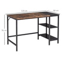 Scrivania da Ufficio 120x60x76 cm 2 Ripiani in Metallo e Truciolare Marrone e Nero