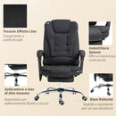 Poltrona da Ufficio 67x79x111-121 cm con Telecomando e 6 Punti di Massaggio in Tessuto Misto Velluto e Lino Grigio      