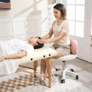 Sgabello Girevole con Schienale a Forma di Fiocco 50x50x63-77 cm in Tessuto Teddy Rosa e Bianco  