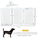 Cancelletto di Sicurezza per Cani Pieghevole 154x30x80 cm con 3 Pannelli in Legno Bianco   