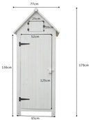 Casetta Box da Giardino 77x55xH179 cm in Legno di Abete 10mm Bianco Armoire