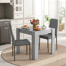 Set da Pranzo Tavolo e 2 Sedie Imbottite in Pelle PU Grigio   