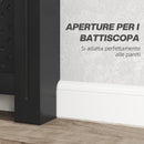 Copritermosifone Traforato a Croce con Ripiano e Fissaggio a Muro 152x19x82 cm in Legno MDF Nero 