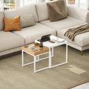 Set di Tavolini da Caffè Impilabili Moderni 45x45x45 cm con Vassoio in MDF e Acciaio Bianco e Rovere      