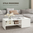 Tavolino da Caffè 110x52x36 cm con Piano Scorrevole e Ripiano Aperto e a Scomparsa in Legno Bianco      