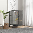 Voliera Gabbia per Uccelli 48x46x74 cm in Acciaio con Ruote Grigio