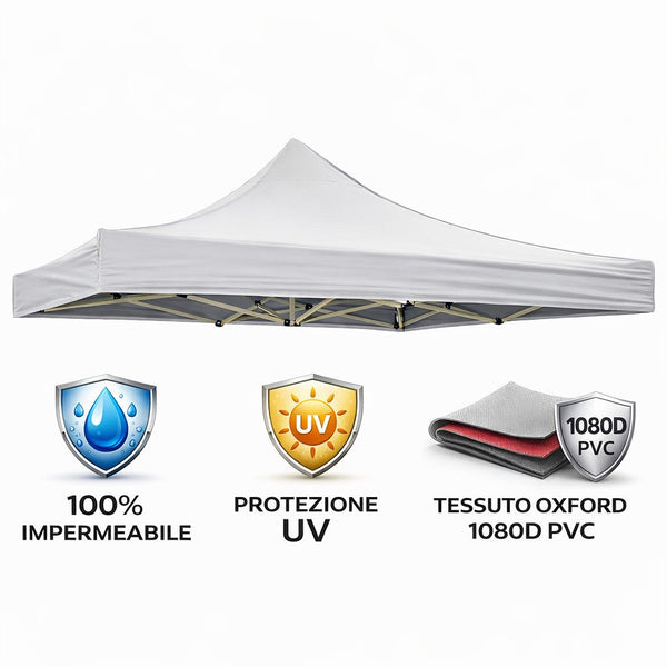 Tetto di Ricambio Impermeabile per Gazebo 2x2 m Market in Tessuto Oxford Bianco sconto