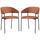 Set 2 Sedie da Pranzo Imbottite e Monoblocco 59x56x78 cm in Tessuto Effetto Lino e Acciaio Arancione