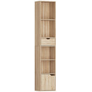 Scaffale Libreria 30x24x158 cm a 4 Ripiani Aperti con Armadietto e Cassetto Color Legno      