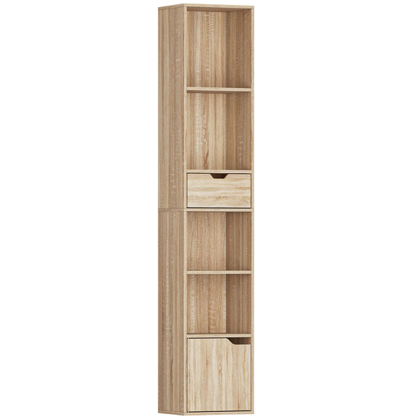prezzo Scaffale Libreria 30x24x158 cm a 4 Ripiani Aperti con Armadietto e Cassetto Color Legno
