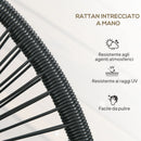 Divano da Giardino 2 Posti 132x72x83 cm con Cuscini e Braccioli in Rattan PE e Acciaio Nero      