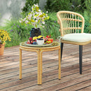 Tavolino da Giardino in Stile Boho Chic Ø50x44 cm in Rattan e Vetro Giallo   