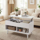 Tavolino da Caffè 75x40x58 cm con Piano Sollevabile e Spazio Nascosto Bianco Punzonato      