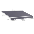 Telo di Ricambio per Tenda a Bracci Retrattile 347x240 cm  in Poliestere Anti UV Grigio  