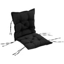Cuscino per Sedie da Giardino 100x50 cm con Laccetti in Poliestere Nero