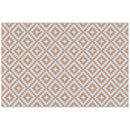 Tappeto da Esterno Reversibile 182x274 cm con Fantasia Geometrica Caffè e Bianco   