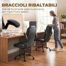 Sedia Ufficio Girevole 71x71x120-130 cm Funzione Dondolo Braccioli Ribaltabili Schienale Alto in Pelle PU Nero      