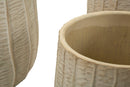 Cachepot Flake Set 3 Pz 30,5x30,5x27 cm in Ceramica Crema      
