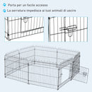 Recinto per Animali in Acciaio Ø158x61 cm Nero 