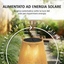 Set di 2 Lampade Solari 16x16x21 cm con Accensione e Spegnimento Automatico IP44 in Rattan Marrone      