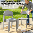 Set 4 Sedie da Giardino Impilabili Struttura in PP Grigio Chiaro      