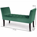 Panca Fondoletto Ingresso 111x40x60 cm con Piedi in Legno e Rivestimento Velluto Verde     
