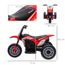 Moto Elettrica per Bambini 3 Ruote 6V con Licenza Honda CRF450RL Rosso