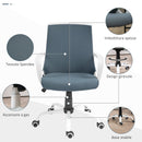 Sedia Poltrona Operativa da Ufficio 59x61x92,5-102,5 cm Funzione Dondolo e Tessuto a Rete Grigio