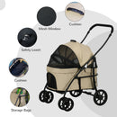 Passeggino per Cani Taglia Piccola con Tettuccio Regolabile e 2 Guinzagli 81x68x98.5 cm Nero e Cachi