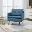 Poltrona Imbottita 76x68x80 cm  in Tessuto Effetto Lino Blu