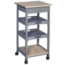 Carrello da Cucina 37x37x76 cm in Legno di Pino e MDF Rovere e Grigio