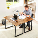 Scrivania per Camera Stile Industriale 120x60x76 cm con Angoli Arrotondati in Legno e Acciaio Nero e Marrone      