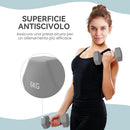 Set 2 Manubri Esagonali da 2x6 kg con Impugnatura Antiscivolo in Metallo e Plastica Grigio      