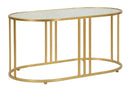Tavolo da Caffè Antalia 90x50x45 cm in Ferro e Vetro Oro      