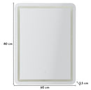 Specchio da Muro LED Simple Rett, 60x3,5x80 cm in Specchio Argento      
