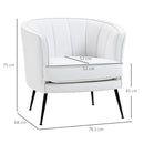Poltroncina Imbottita da Camera 78,5x68x75 cm in Similpelle e Acciaio Bianco